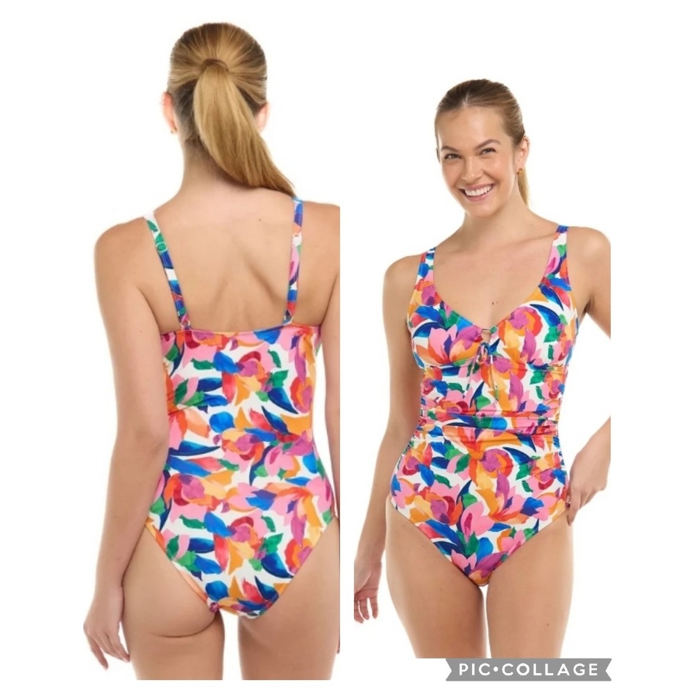 Skye Swimsuit S‎ One Piece Floral Padded Stretch Colorful Resort Beach Cheeky